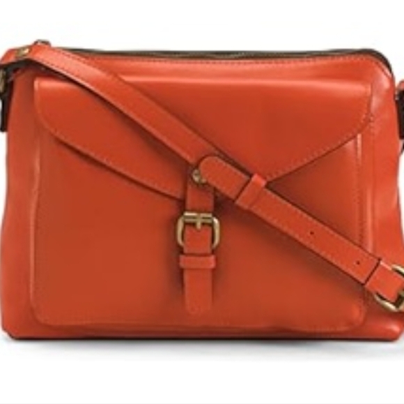 Patricia Nash Avellino leather cross body red orange bag adjustable strap medium - Picture 1 of 7